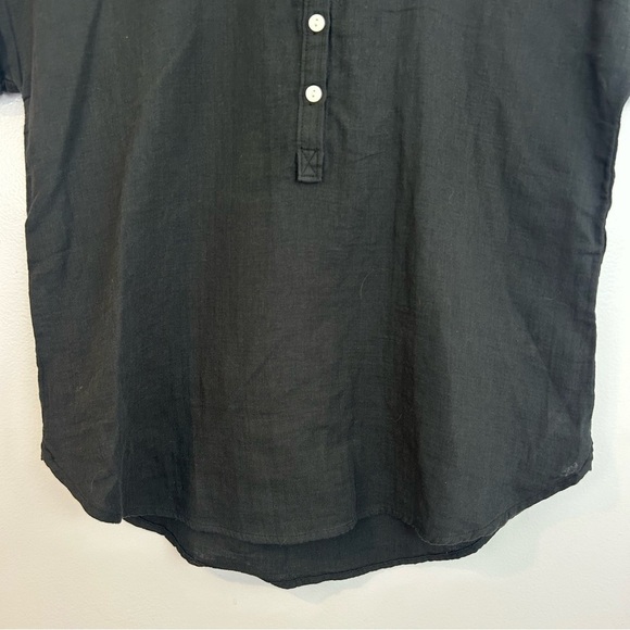 NWT Quince Gauze Short Roll Sleeve Button Front Black Top Size XS - Picture 8 of 10